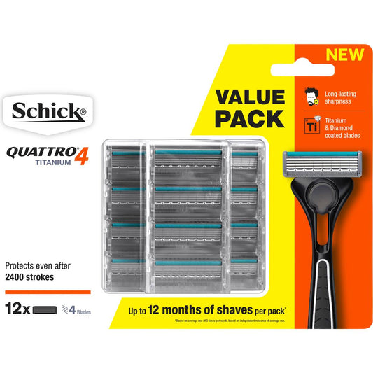 Schick Quattro 4 Titanium Blades 12 Pack