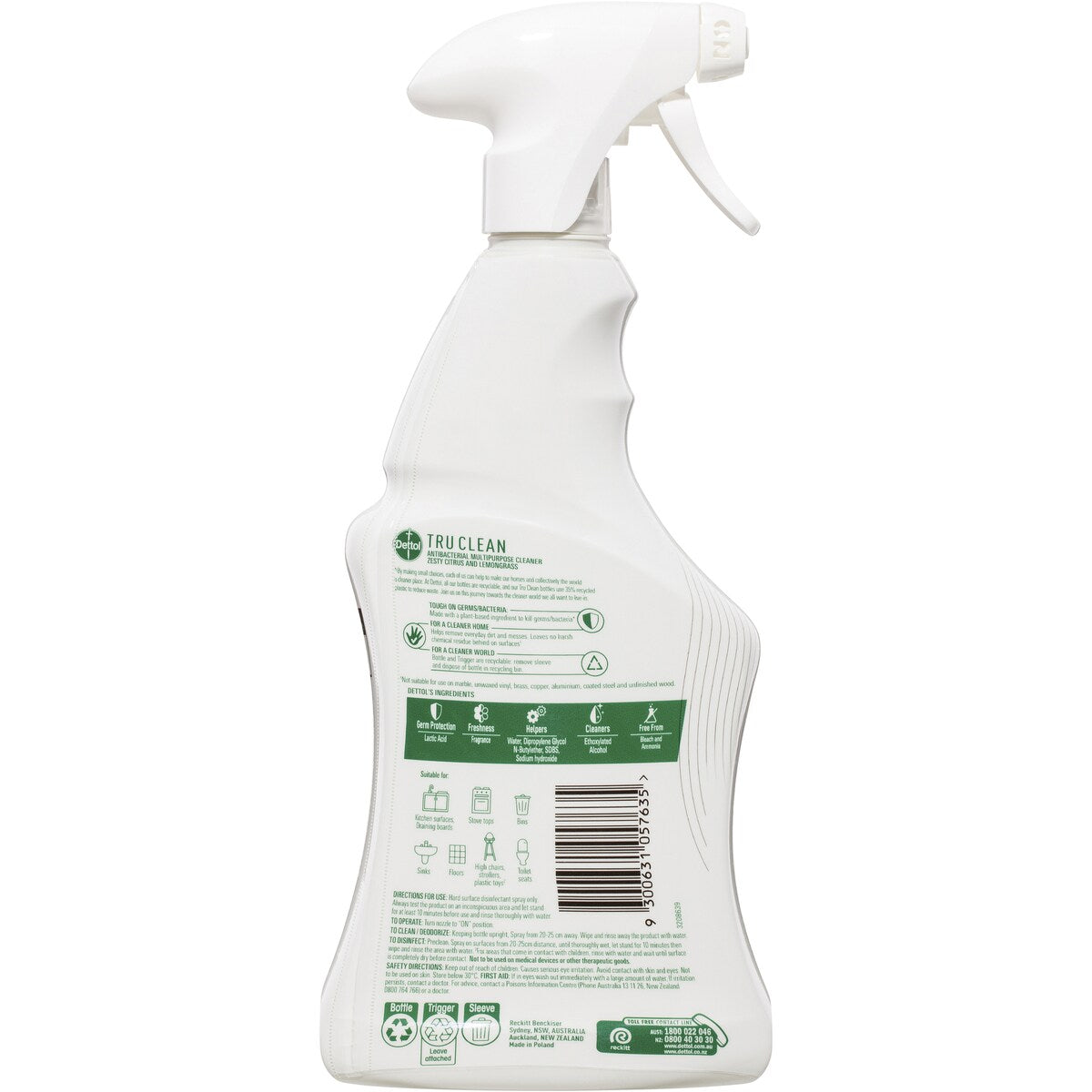Dettol Tru Clean Citrus Antibacterial Multipurpose Surface Spray 500mL