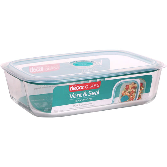 Decor Vent & Seal Glass Container, Oblong 2.5l