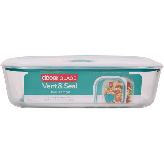 Decor Vent & Seal Glass Container, Oblong 2.5l