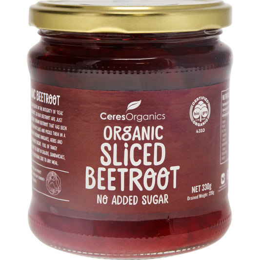 Ceres Organics Organic Sliced Beetroot No Added Sugar 330g