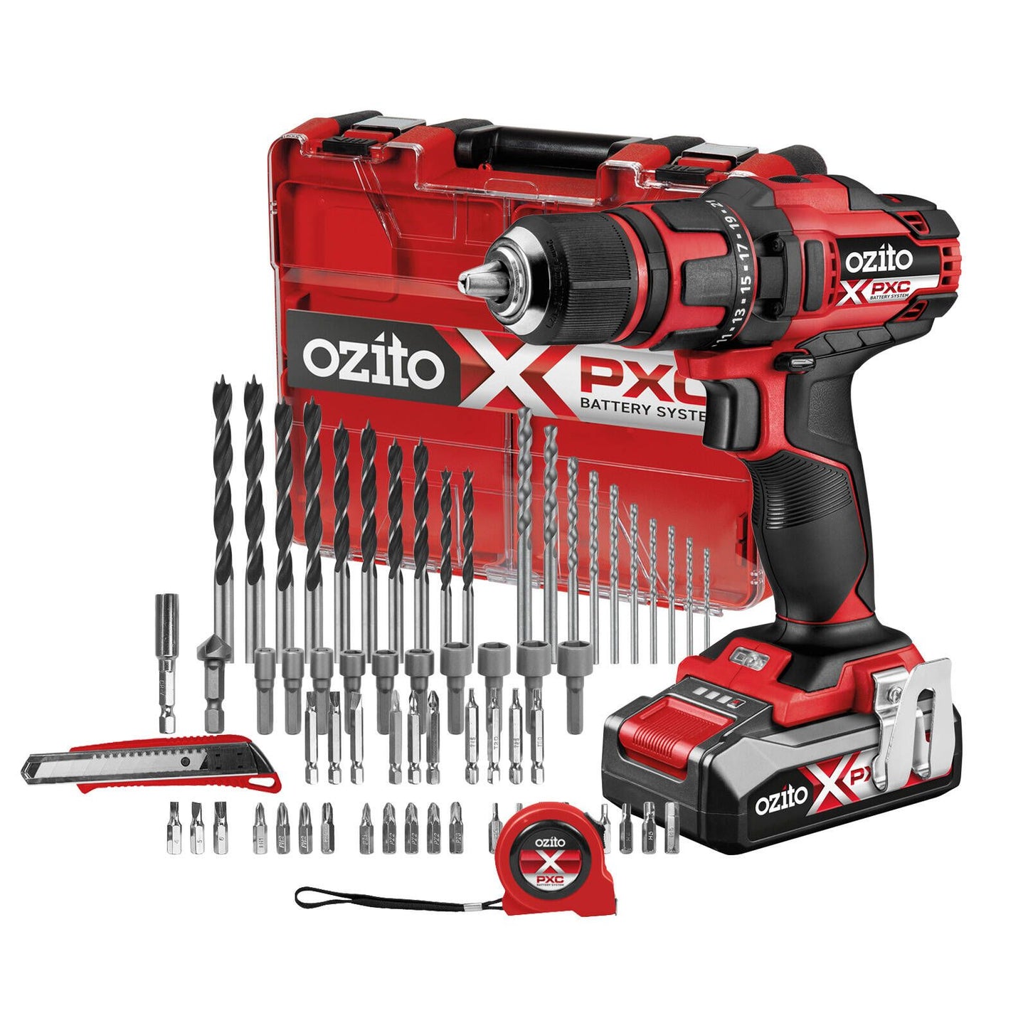 Ozito PXC Drill Driver Kit - 64 Piece