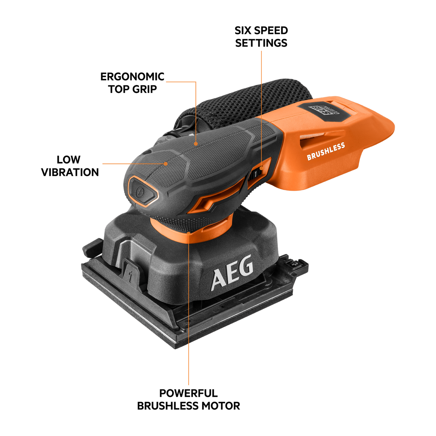AEG Sub Compact Sheet Sander - 18V - 160 x 109 x 234mm - Skin Only