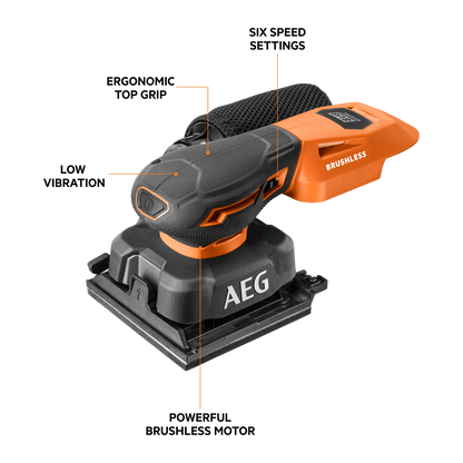 AEG Sub Compact Sheet Sander - 18V - 160 x 109 x 234mm - Skin Only