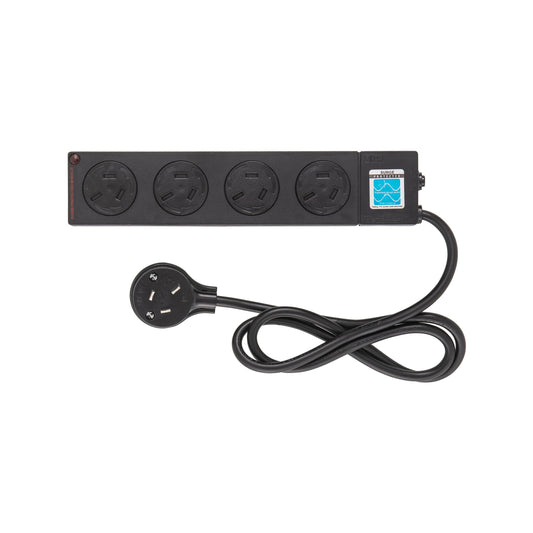 Hpm Black General Purpose Surge Protected Powerboard - 4 Outlet