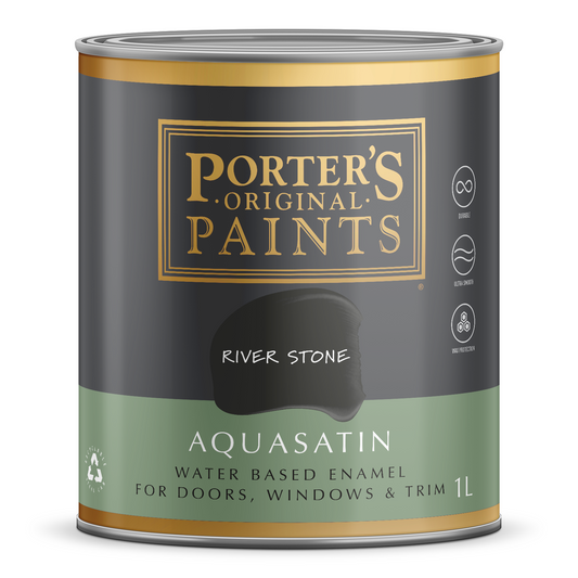 Porter's Aquasatin Enamel Washable Paint - 1L - River Stone