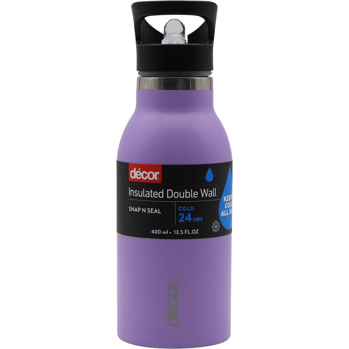 Decor Insulated Double Wall Snap N Seal Bottle Assorted 400ml