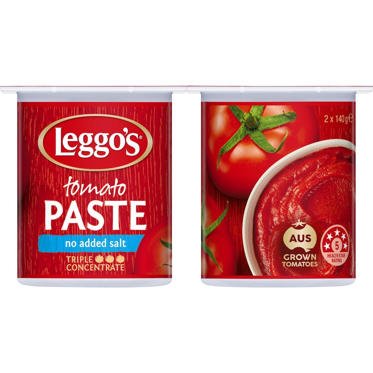 Leggos Australian Grown Tomato Paste No Added Salt 140g X 2 Pack