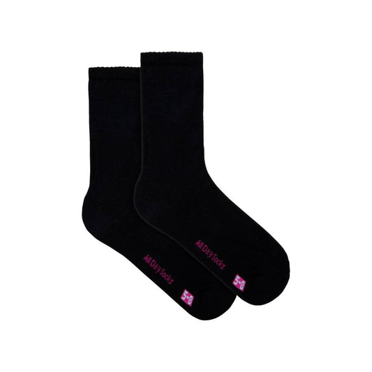 All Day Hl1032 Ladies Cushion Foot Socks Black Size 5-8 - 2 pack