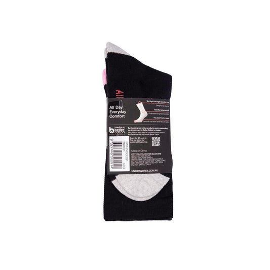 All Day Hl1032 Ladies Cushion Foot Socks Black Size 9-11 2 pack
