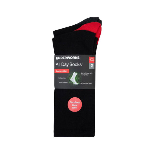 All Day Mens Cushion Foot Crew Size 7-10 - 2 pack