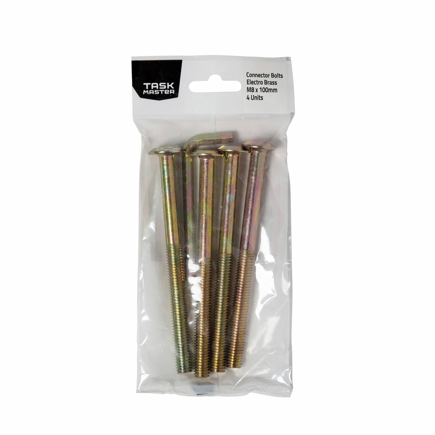 Taskmaster Brass Connector Bolt - M8 x 100mm - 4 Pack