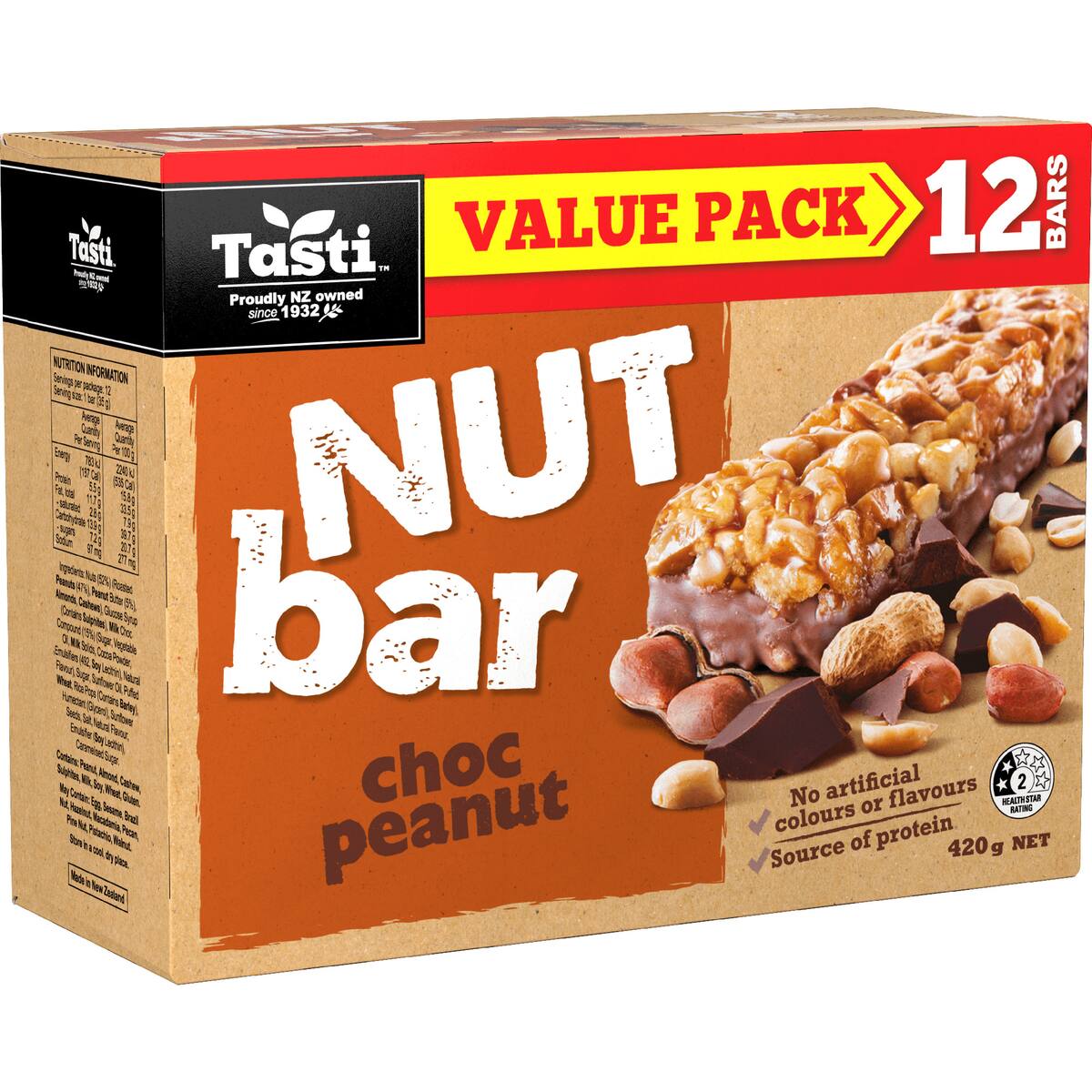 Tasti Choc Peanut Nut Bar 12 Pack