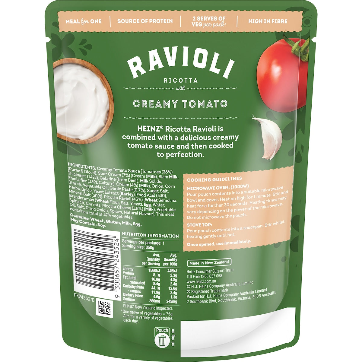 Heinz Ravioli Pasta Pouch With Creamy Tomato 350g