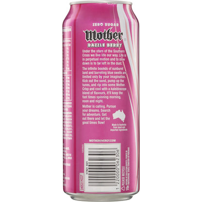 Mother Mother Energy Drink Zero Sugar Razzle Berry Can 500ml