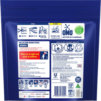 Omo Active Clean Laundry Liquid Capsules Detergent 28 Pack