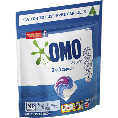 Omo Active Clean Laundry Liquid Capsules Detergent 28 Pack