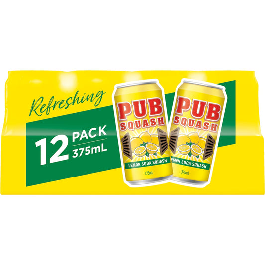 Tru Blu Pub Squash Lemon Soda Squash Cans 12 X375ml
