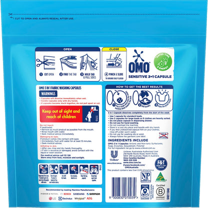 Omo Sensitive Laundry Liquid Capsules Detergent 28 Pack