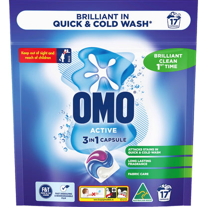 Omo Active Laundry Capsules 3 In 1 17 Pack