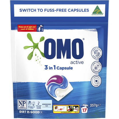 Omo Active 3 In 1 Laundry Capsules 357g