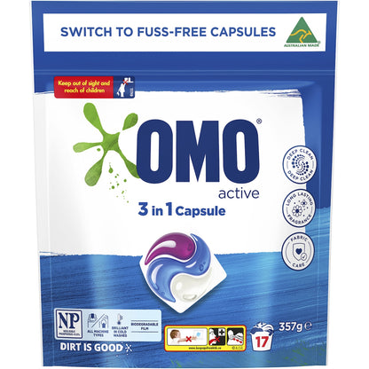 Omo Active Laundry Capsules 3 In 1 17 Pack