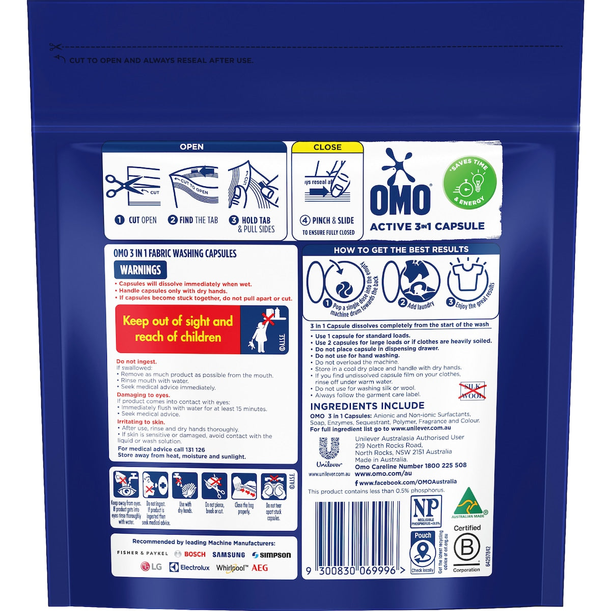 Omo Active Laundry Capsules 3 In 1 17 Pack