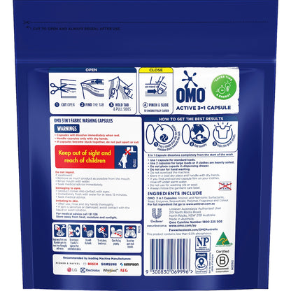 Omo Active Laundry Capsules 3 In 1 17 Pack