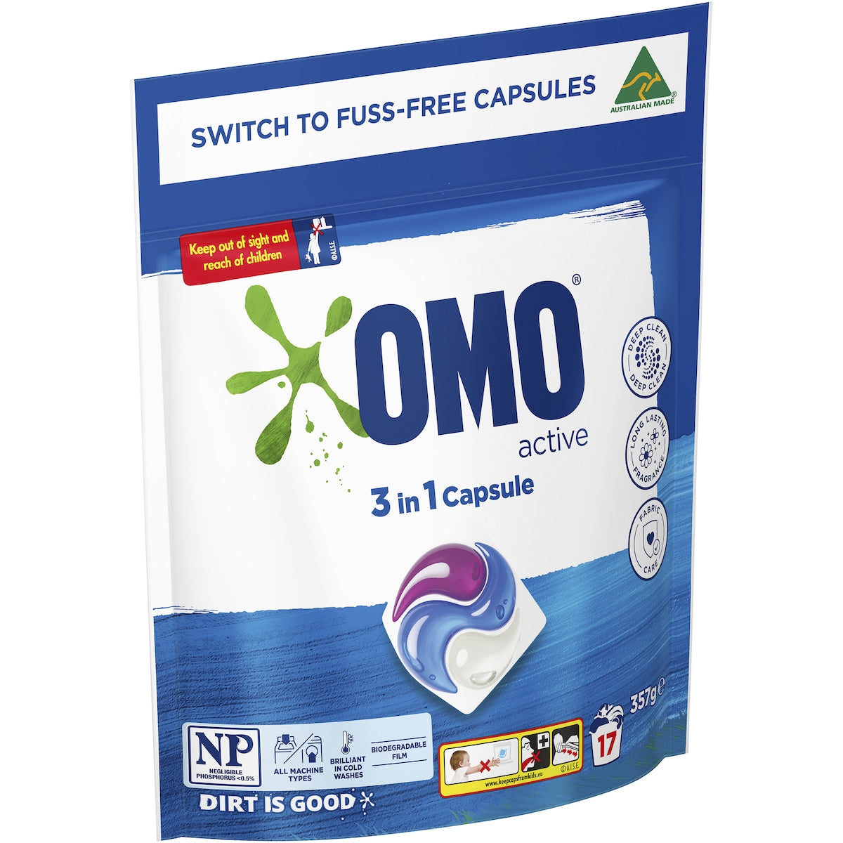 Omo Active Laundry Capsules 3 In 1 17 Pack