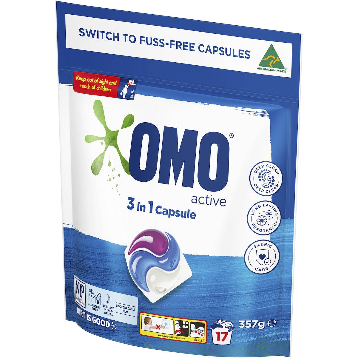 Omo Active Laundry Capsules 3 In 1 17 Pack