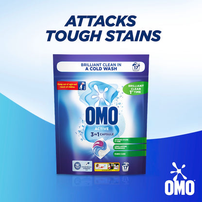 Omo Active Laundry Capsules 3 In 1 17 Pack