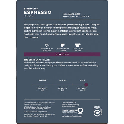 Starbucks by Nespresso Espresso Roast Coffee Pods Capsules 36 Pack