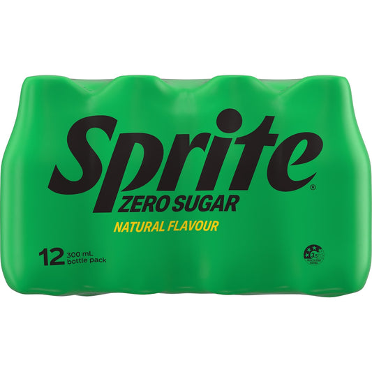 Sprite Zero Sugar Lemonade Soft Drink Mini Bottles 300ml x12 Pack