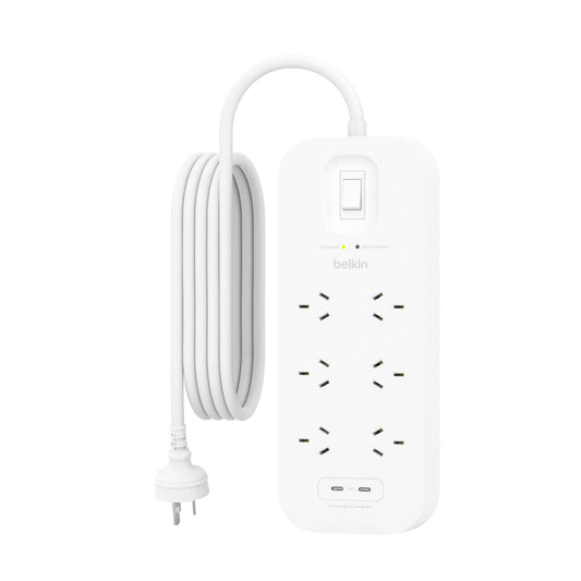 Belkin Surge Protector - 6 Outlet - Dual USB-C 30W - 2m