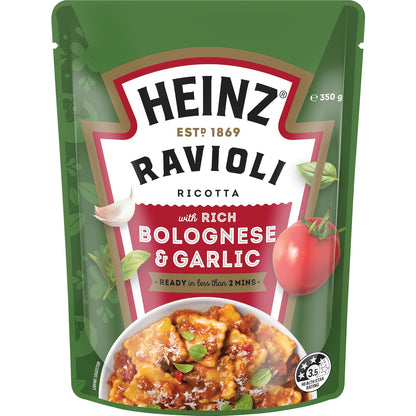 Heinz Ravioli Ricotta Pasta Pouch With Rich Bolognese & Garlic 350g