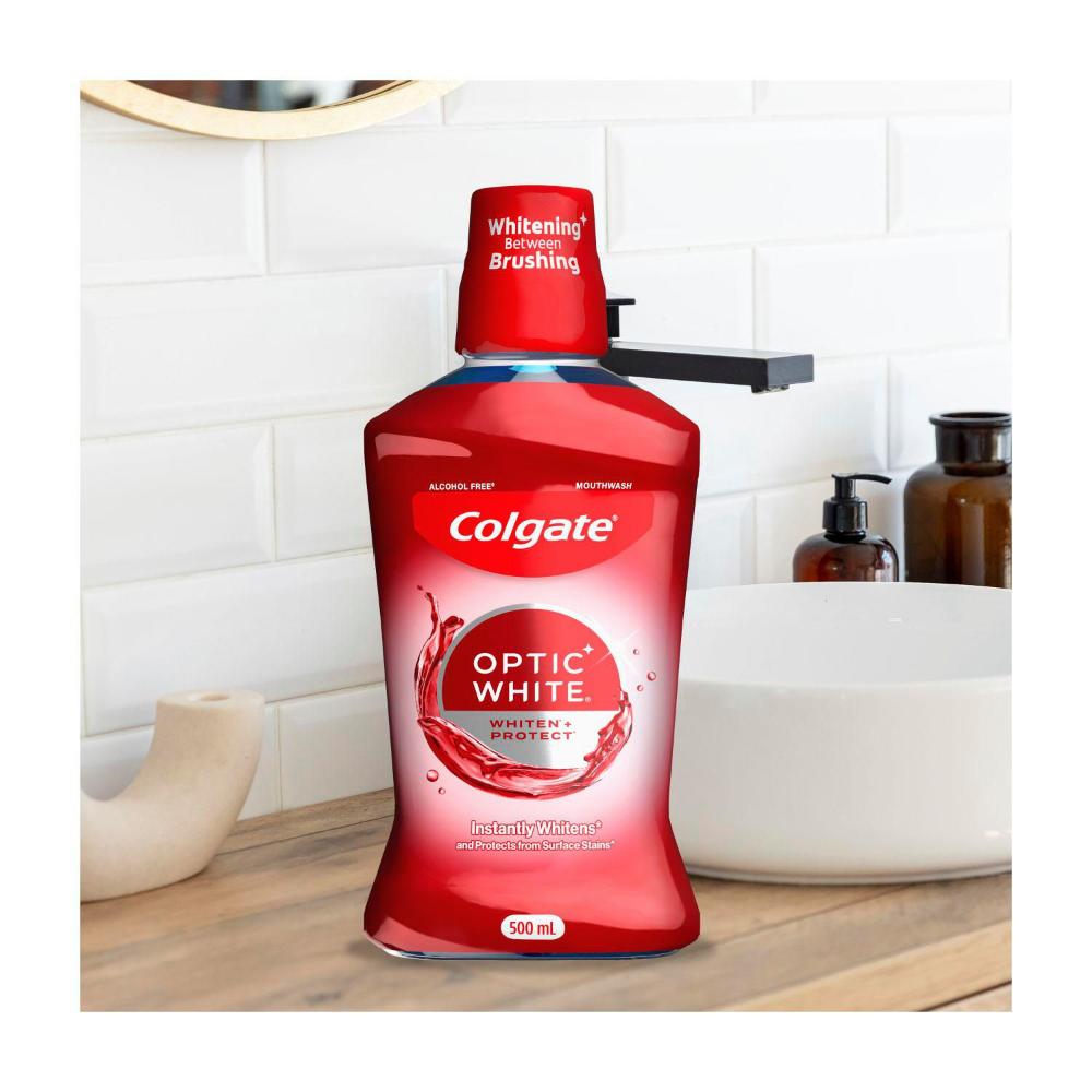 Colgate Optic White Alcohol Free Whitening Mouthwash With Optic Brightener - 500mL