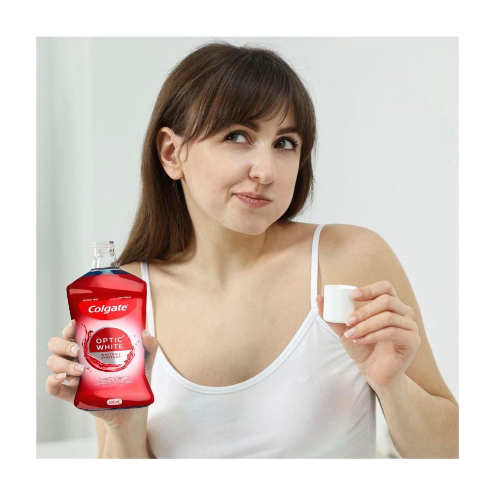 Colgate Optic White Alcohol Free Whitening Mouthwash With Optic Brightener - 500mL