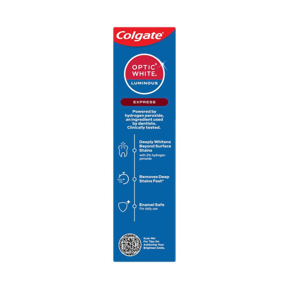 Colgate Optic White Luminous Express Teeth Whitening 2% Hydrogen Peroxide Toothpaste - 85g