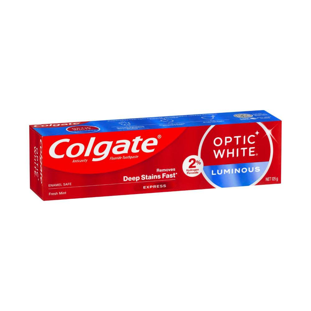 Colgate Optic White Luminous Express Teeth Whitening Toothpaste 2% Hydrogen Peroxide - 125g