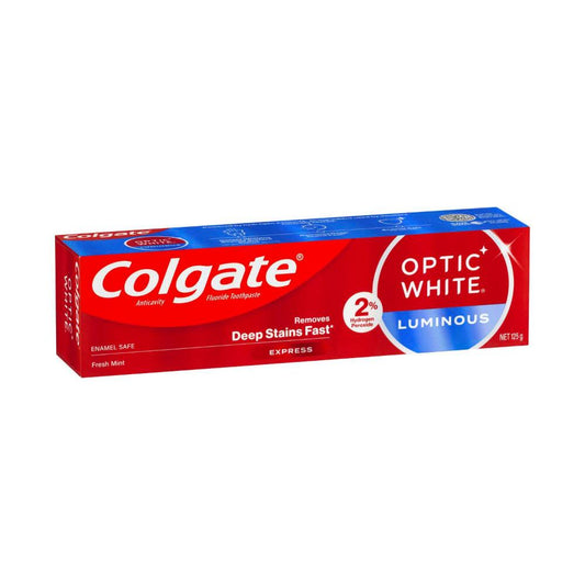 Colgate Optic White Luminous Express Teeth Whitening Toothpaste 2% Hydrogen Peroxide - 125g