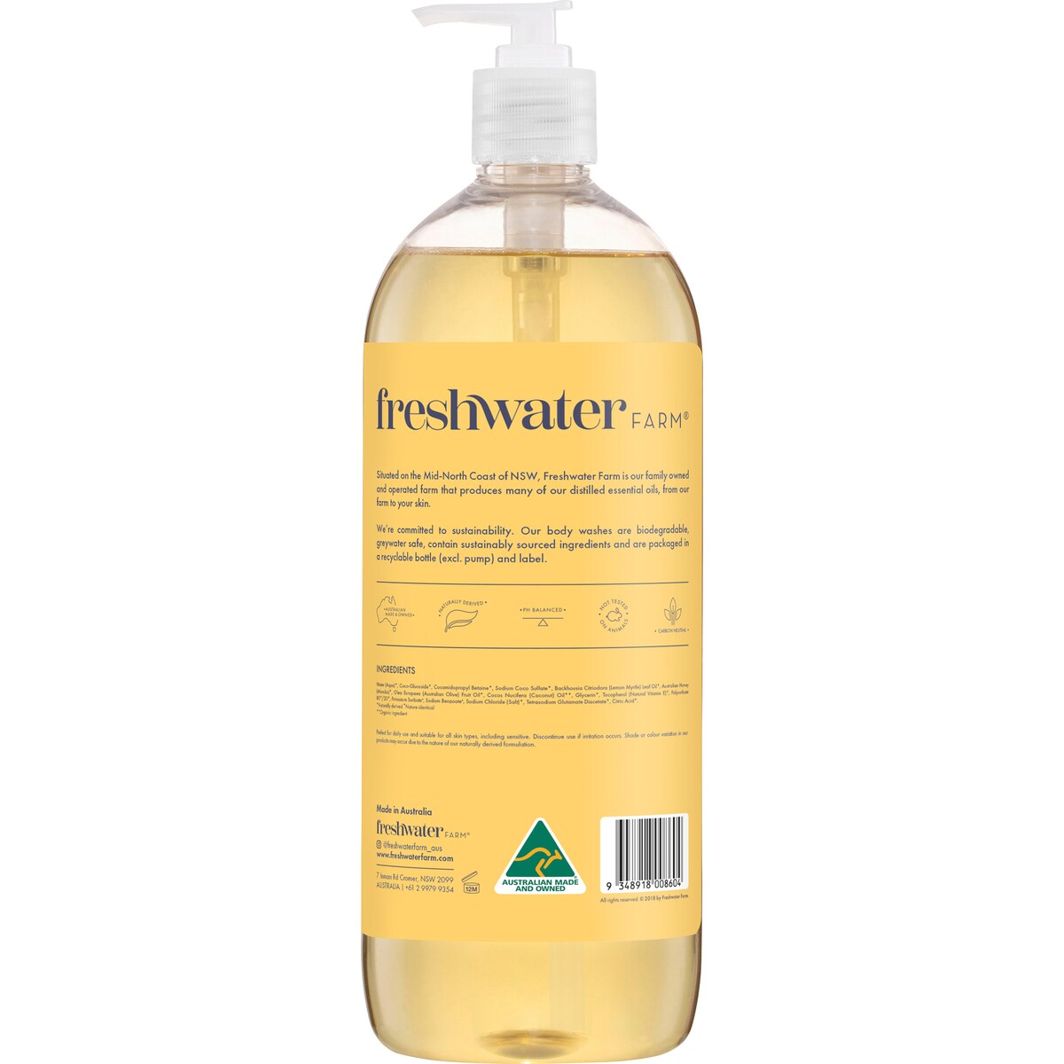 Freshwater Farm Lemon Myrtle Oil & Manuka Honey Body Wash 1l