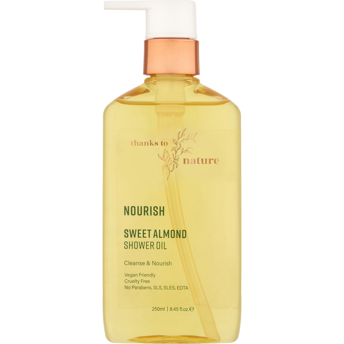 Thanks To Nature Nourish Sweet Almond Shower Oil 250mL