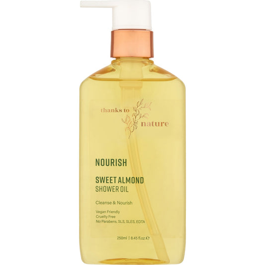 Thanks To Nature Nourish Sweet Almond Shower Oil 250mL