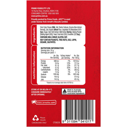 Arnotts Jatz Cracker Biscuits & Extra Tasty Cheese 33g