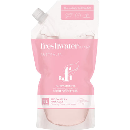 Freshwater Farm Australia Rosewater + Pink Clay Hand Wash Refill Pouch 1l