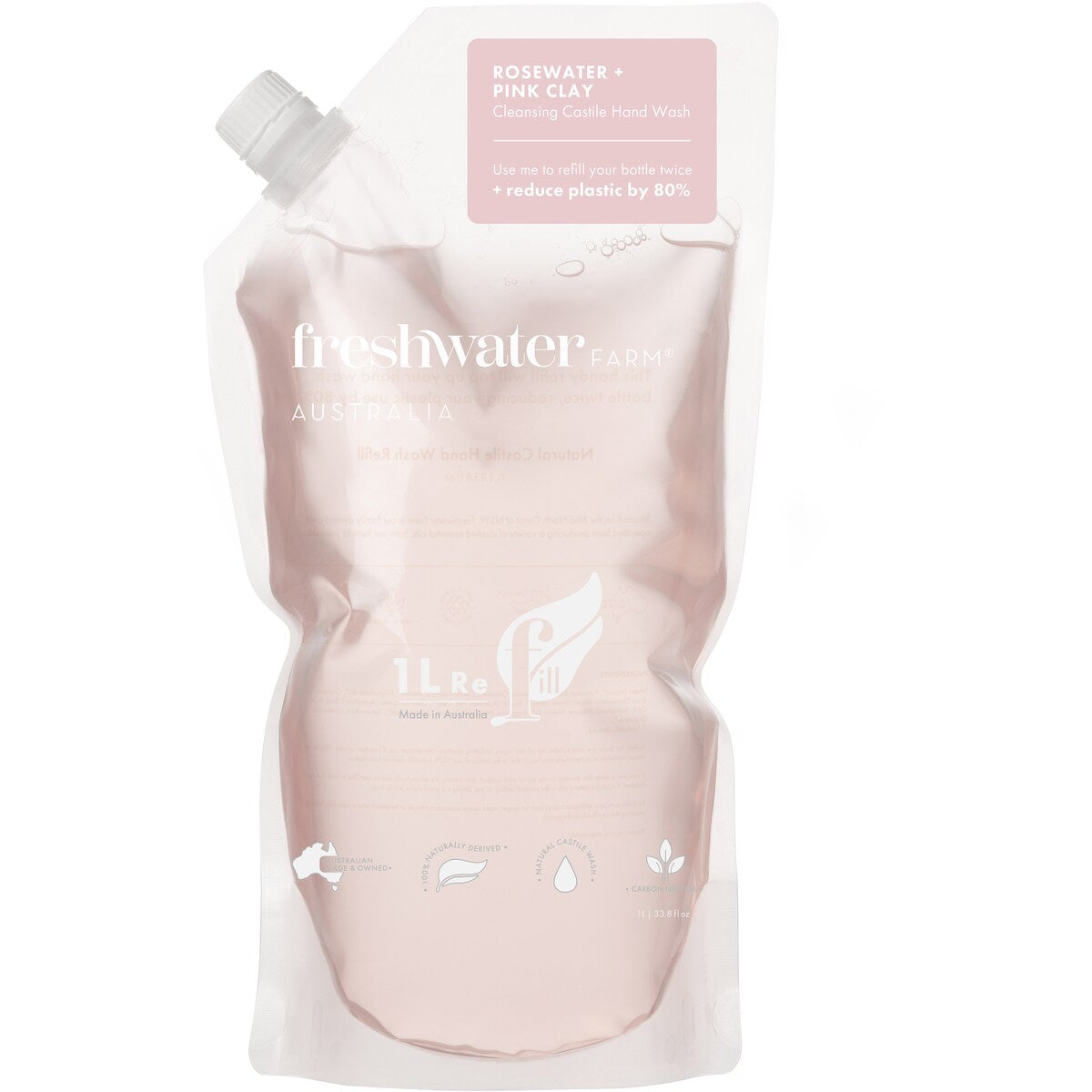 Freshwater Farm Rosewater + Pink Clay Hand Wash Refill Pouch 1l