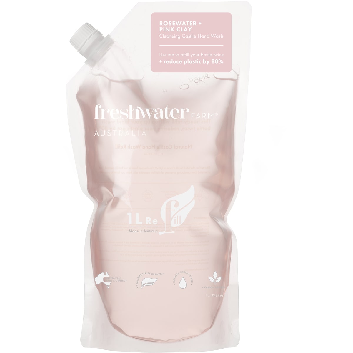 Freshwater Farm Australia Rosewater + Pink Clay Hand Wash Refill Pouch 1l