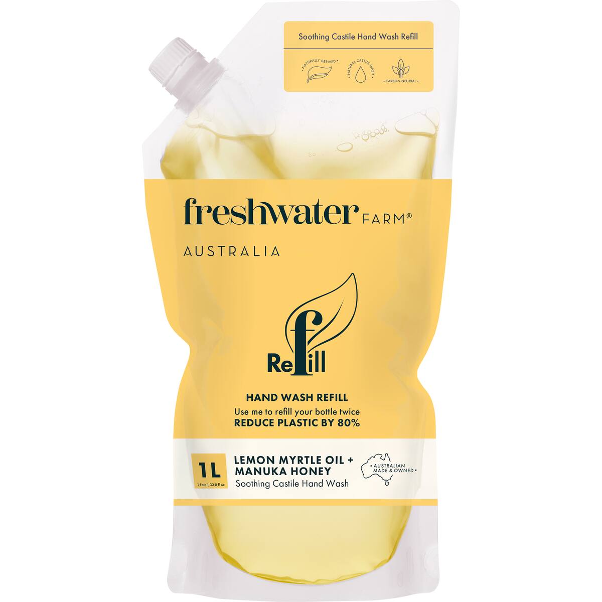 Freshwater Farm Australia Lemon Myrtle Manuka Honey Hand Wash Refill Pouch 1l