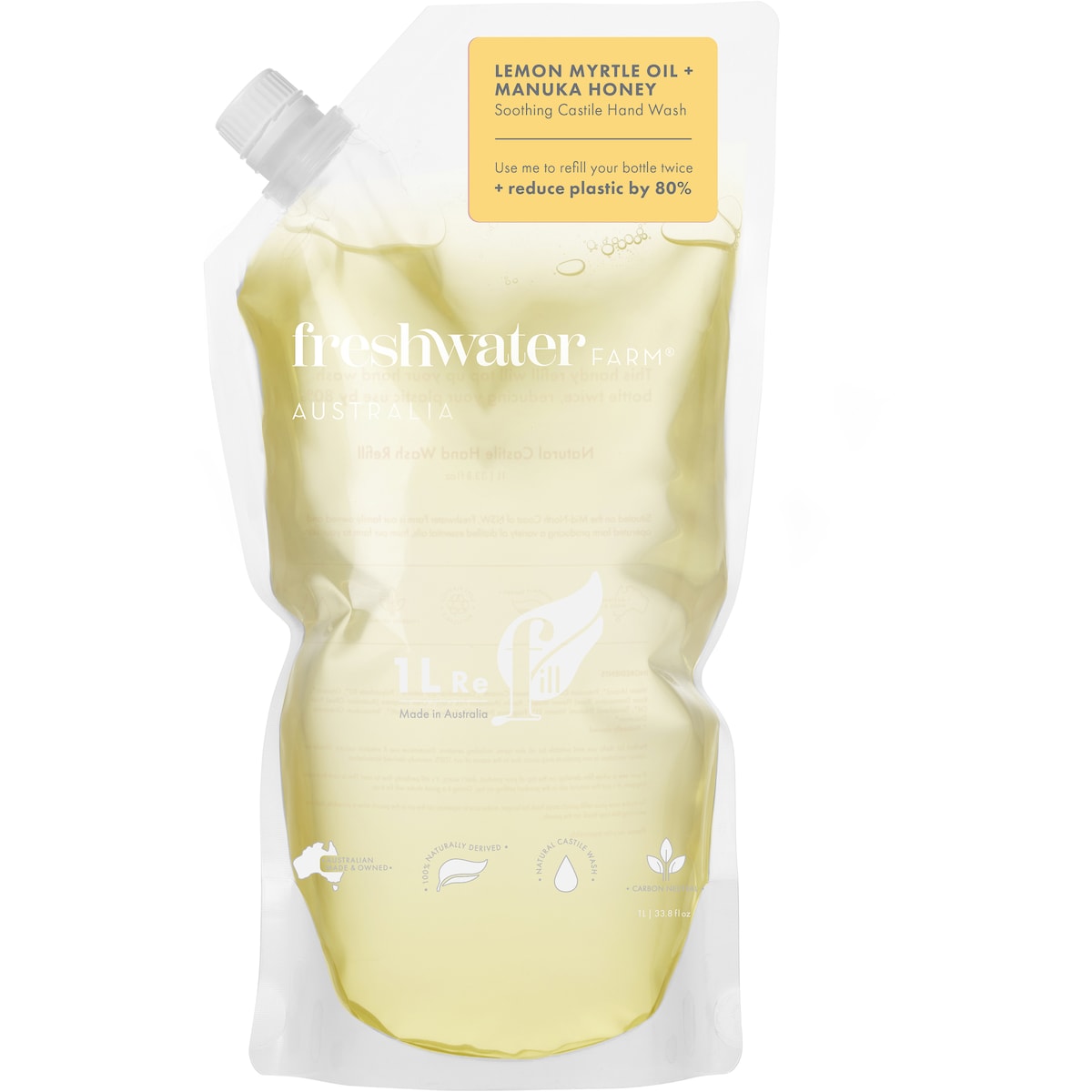 Freshwater Farm Australia Lemon Myrtle Manuka Honey Hand Wash Refill Pouch 1l