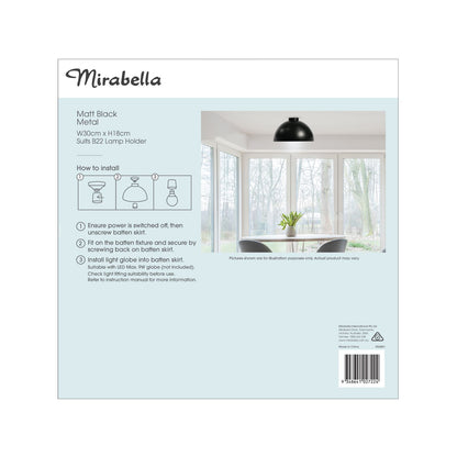 Mirabella Eliza Batten Fix - Metal Dome - Matt Black